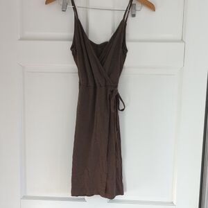 Elegant Brown Wrap Dress